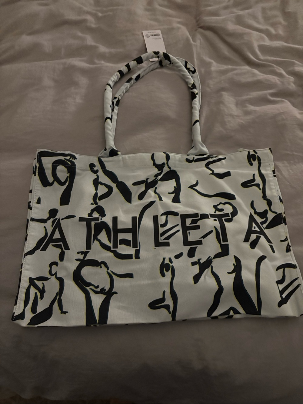 Athleta Black, White & Yellow Graphic Tote